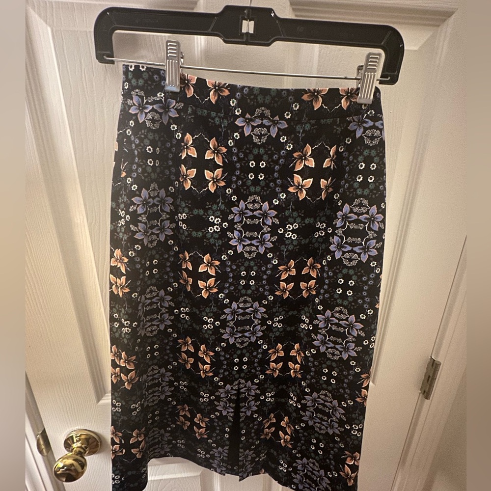 J Crew Blue Floral Pencil Skirt